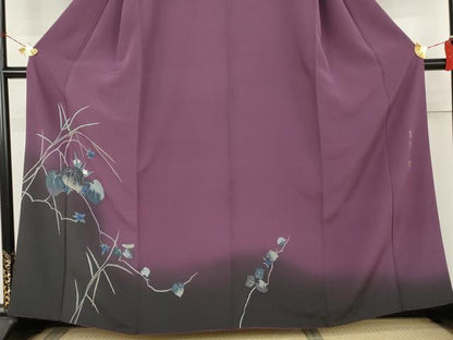 平和屋着物●染色作家　草野一騎　訪問着　手描き　南天蔦の葉文　暈し染め　正絹　逸品　AABL4122cs