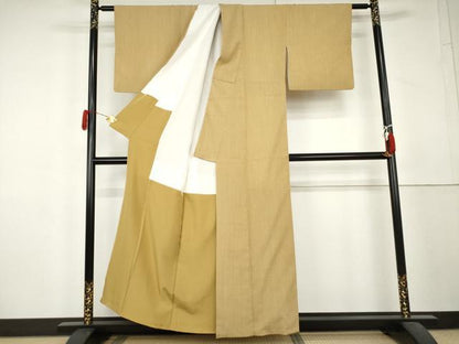 平和屋着物●本塩沢　縞　正絹　逸品　AABL4123cs