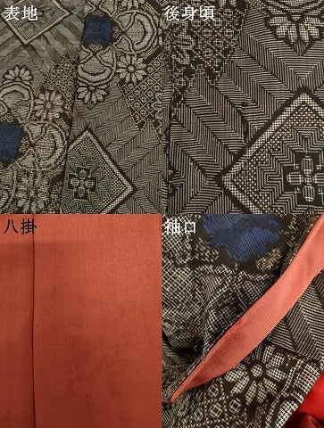 平和屋着物●本場大島紬　龍郷絣　花菱文　正絹　逸品　AABL4124cs