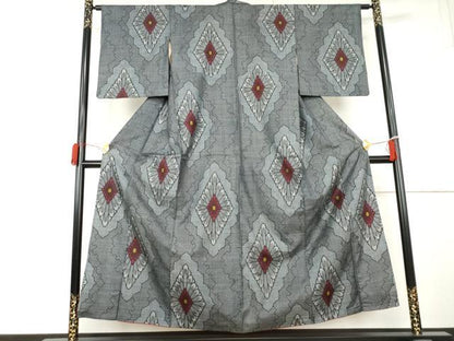 平和屋着物●本場大島紬　割込み絣　花菱文　正絹　逸品　AABL4125cs