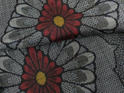 平和屋着物●本場大島紬　割込み絣　花菱文　正絹　逸品　AABL4125cs