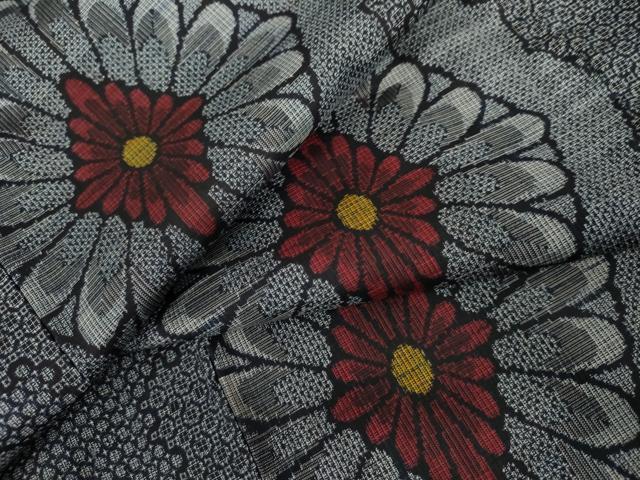 平和屋着物●本場大島紬　割込み絣　花菱文　正絹　逸品　AABL4125cs