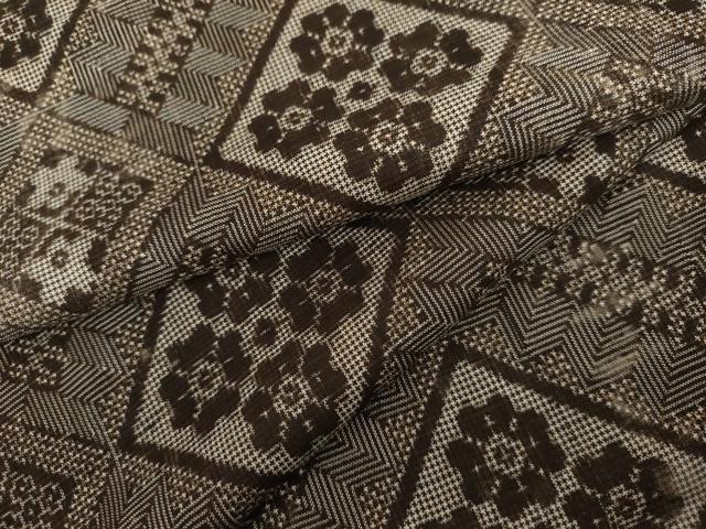 平和屋着物●本場大島紬　龍郷絣　花菱文　正絹　逸品　AABL4126cs