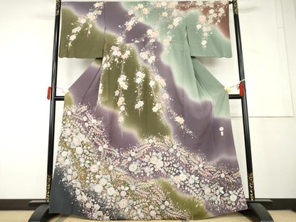 平和屋着物●越後十日町の一流染匠　桐屋・翠山工房　訪問着　辻が花　絞り　暈し染め　正絹　逸品　AABL4127cs
