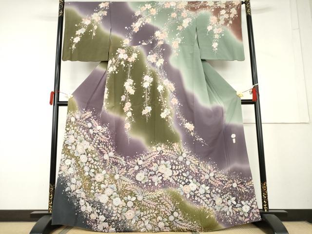 平和屋着物●越後十日町の一流染匠　桐屋・翠山工房　訪問着　辻が花　絞り　暈し染め　正絹　逸品　AABL4127cs
