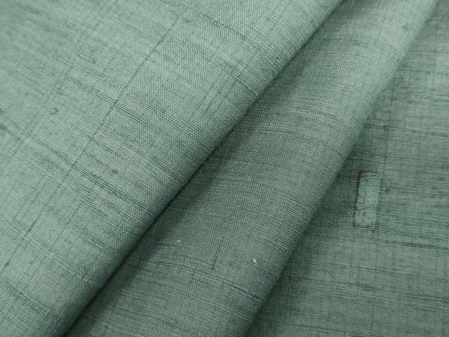 平和屋着物●上質な紬　作家物　色無地　錆浅葱色　正絹　逸品　AABL4128cs