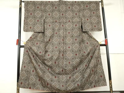 平和屋着物●本場大島紬　龍郷絣　正絹　逸品　AABL4130cs