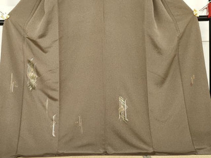 平和屋着物●伝統工芸士　山本富男　訪問着　竹屋町刺繍　天目ぼかし　南天に鳥　金銀糸　金銀彩　ロング丈　正絹　逸品　AABL4132cs
