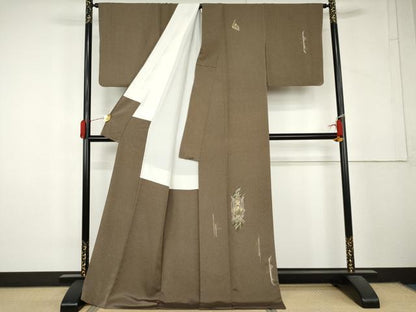平和屋着物●伝統工芸士　山本富男　訪問着　竹屋町刺繍　天目ぼかし　南天に鳥　金銀糸　金銀彩　ロング丈　正絹　逸品　AABL4132cs