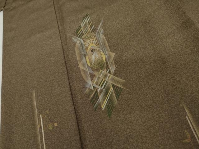平和屋着物●伝統工芸士　山本富男　訪問着　竹屋町刺繍　天目ぼかし　南天に鳥　金銀糸　金銀彩　ロング丈　正絹　逸品　AABL4132cs