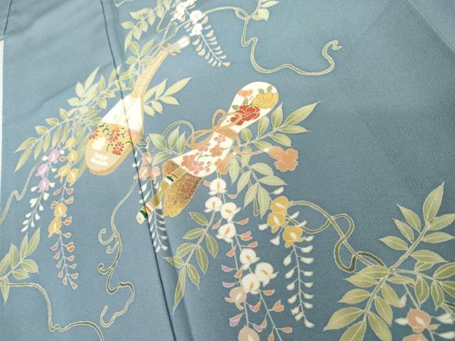 平和屋着物●訪問着　友禅　花楽器文　正絹　逸品　AABL4139cs