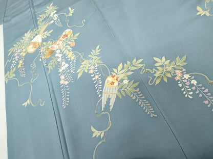 平和屋着物●訪問着　友禅　花楽器文　正絹　逸品　AABL4139cs