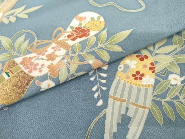 平和屋着物●訪問着　友禅　花楽器文　正絹　逸品　AABL4139cs