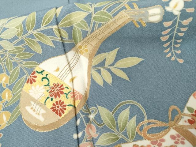 平和屋着物●訪問着　友禅　花楽器文　正絹　逸品　AABL4139cs