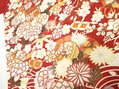 平和屋着物●豪華振袖　刺繍　貝桶吉祥草花文　金糸　金彩　ロング丈　正絹　逸品　AABL4141cs