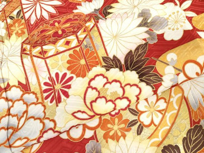 平和屋着物●豪華振袖　刺繍　貝桶吉祥草花文　金糸　金彩　ロング丈　正絹　逸品　AABL4141cs