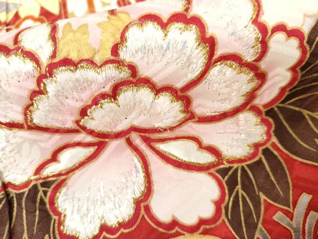 平和屋着物●豪華振袖　刺繍　貝桶吉祥草花文　金糸　金彩　ロング丈　正絹　逸品　AABL4141cs