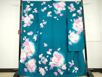 平和屋着物●豪華振袖　刺繍　草花文　暈し染め　金彩　金銀糸　正絹　逸品　未使用　AABL4142cs