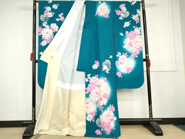 平和屋着物●豪華振袖　刺繍　草花文　暈し染め　金彩　金銀糸　正絹　逸品　未使用　AABL4142cs