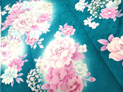 平和屋着物●豪華振袖　刺繍　草花文　暈し染め　金彩　金銀糸　正絹　逸品　未使用　AABL4142cs