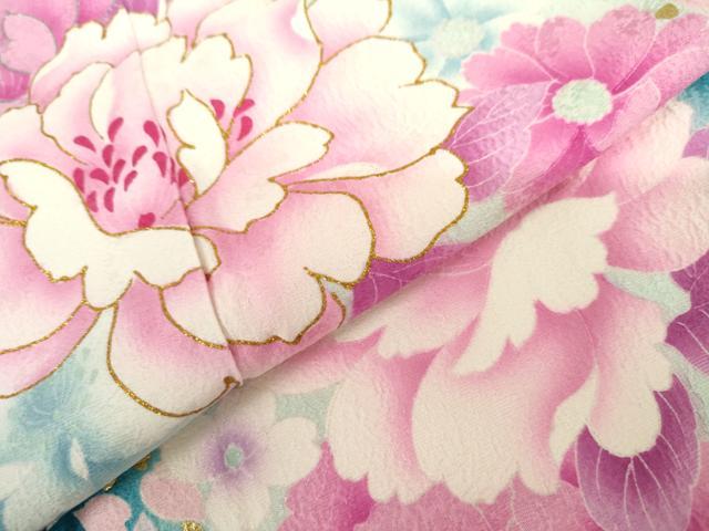 平和屋着物●豪華振袖　刺繍　草花文　暈し染め　金彩　金銀糸　正絹　逸品　未使用　AABL4142cs