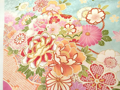 平和屋着物●豪華振袖　刺繍　花毬文　暈し染め　金糸　金彩　正絹　逸品　AABL4143cs