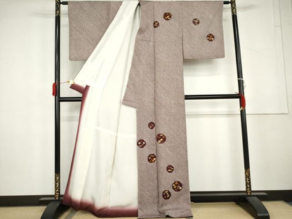 平和屋着物●訪問着　総絞り　刺繍　松竹梅丸文　正絹　逸品　AABL4145cs