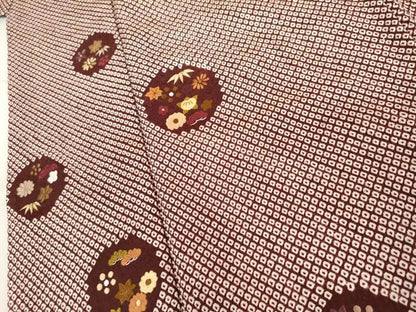 平和屋着物●訪問着　総絞り　刺繍　松竹梅丸文　正絹　逸品　AABL4145cs