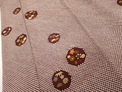 平和屋着物●訪問着　総絞り　刺繍　松竹梅丸文　正絹　逸品　AABL4145cs