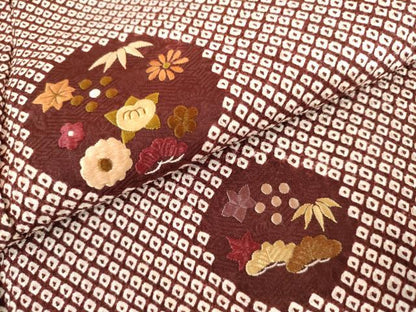 平和屋着物●訪問着　総絞り　刺繍　松竹梅丸文　正絹　逸品　AABL4145cs