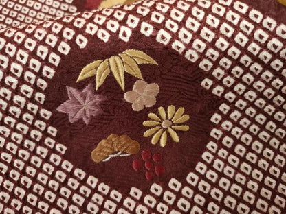 平和屋着物●訪問着　総絞り　刺繍　松竹梅丸文　正絹　逸品　AABL4145cs