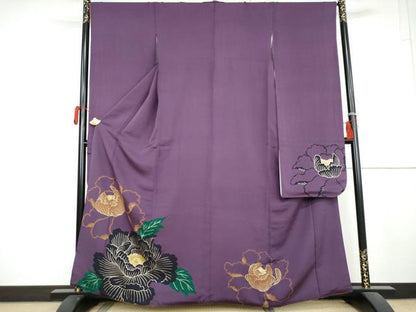 平和屋着物●豪華振袖　草花文　金彩　やまと誂製　正絹　逸品　AABL4149cs