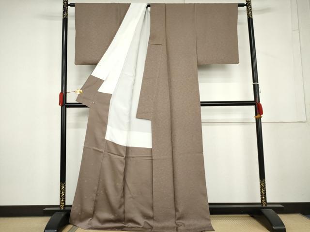 平和屋着物●上質な色無地　草花地紋　江戸鼠色　さが美扱い　ロング丈　正絹　逸品　AABL4150cs