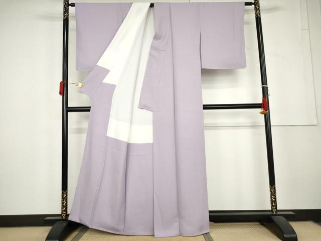 平和屋着物●上質な色無地　氷割れ地紋　薄葡萄色　正絹　逸品　AABL4151cs
