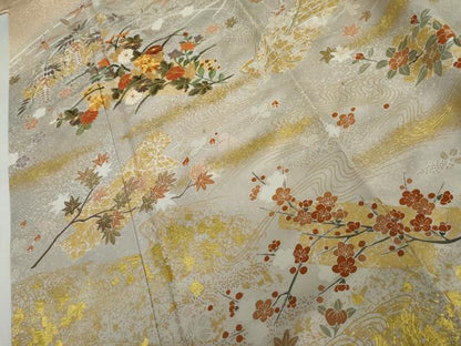 平和屋着物●訪問着　駒刺繍　花筏文　暈し染め　金彩　正絹　逸品　未使用　AABL4153cs