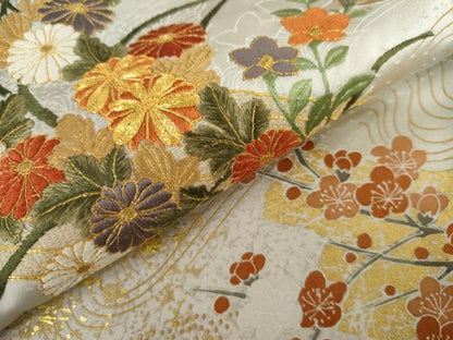 平和屋着物●訪問着　駒刺繍　花筏文　暈し染め　金彩　正絹　逸品　未使用　AABL4153cs