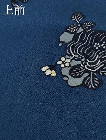 平和屋着物●上質な小紋　藍　型染め　成り物　鬼しぼ縮緬　正絹　逸品　AABL4154cs