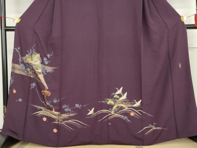 平和屋着物●中国三大刺繍　相良刺繍　総刺繍　訪問着　作家物　立波飛鶴梅松文　金糸　正絹　逸品　AABL4157cs
