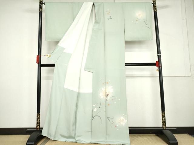 平和屋着物●訪問着　友禅　枝花文　暈し染め　正絹　逸品　AABL4159cs