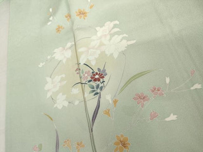 平和屋着物●訪問着　友禅　枝花文　暈し染め　正絹　逸品　AABL4159cs