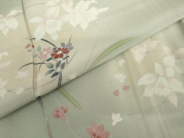 平和屋着物●訪問着　友禅　枝花文　暈し染め　正絹　逸品　AABL4159cs