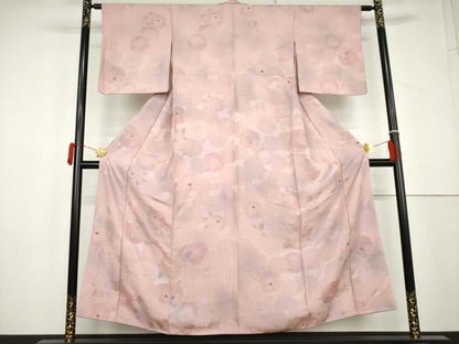 平和屋着物▼上質な小紋　地紋起こし　菊　暈し染め　正絹　逸品　AABL4160cs