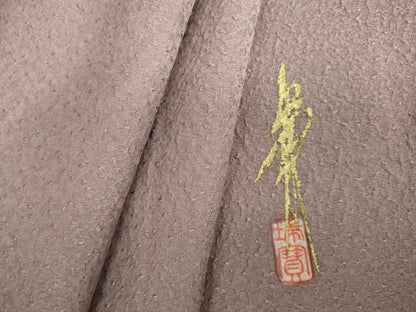 平和屋着物●本草木染作家　瑞鳳　色無地　紋意匠　紅藤色　正絹　逸品　AABL4162cs