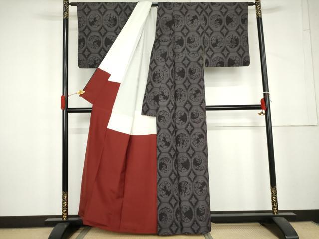 平和屋着物●上質な紬　亀甲花文　正絹　逸品　AABL4163cs