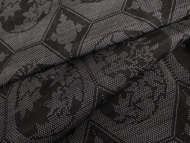 平和屋着物●上質な紬　亀甲花文　正絹　逸品　AABL4163cs