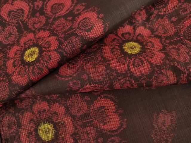 平和屋着物●本場大島紬　割込み絣　孔雀羽舞花文　正絹　逸品　AABL4164cs