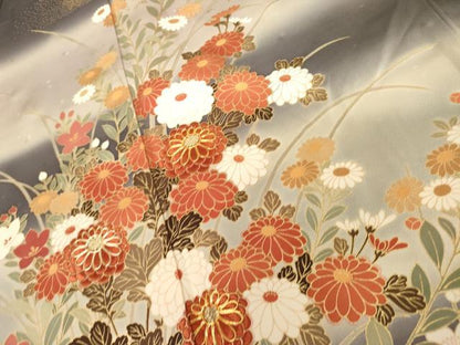 平和屋着物●英王室献上友禅作家　木下勝功　訪問着　駒刺繍　枝花文　暈し染め　金糸　金彩　正絹　逸品　AABL4167cs