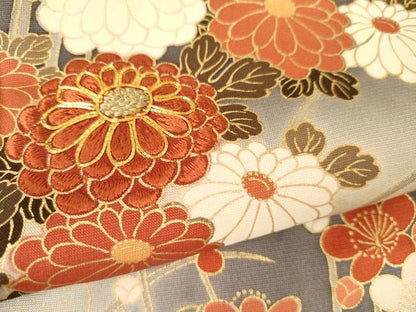 平和屋着物●英王室献上友禅作家　木下勝功　訪問着　駒刺繍　枝花文　暈し染め　金糸　金彩　正絹　逸品　AABL4167cs