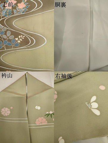 平和屋着物●訪問着　流水花文　暈し染め　正絹　逸品　AABL4169cs