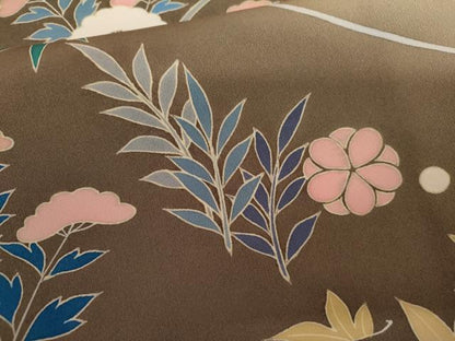 平和屋着物●訪問着　流水花文　暈し染め　正絹　逸品　AABL4169cs